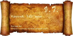 Vavrek Tímea névjegykártya